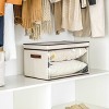 WeThinkStorage Folding Fabric Storage Bin with Lid and Handle 46L Capacity Ivory - 3 of 4