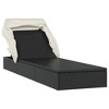 vidaXL Sunbed with Foldable Roof Black 83.9"x24.8"x38.2" Poly Rattan - 3 of 4