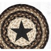 Earth Rugs Round Jute Trivet 10"x10" – Black Star Print with Braided Natural Fiber - 2 of 3