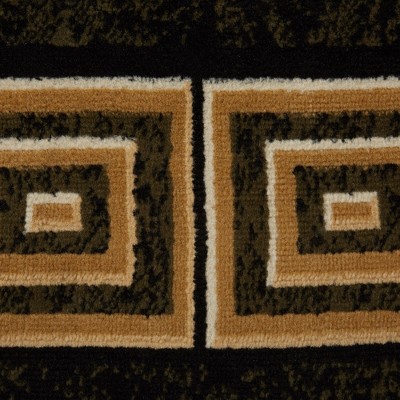 Black Geometric Memory Foam Stain-Resistant Area Rug