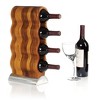 Nambe Handcrafted Acacia Wood Curvo Winery Rack With Alloy Metal Base Modern Design, Holds 4 Bottles, Brown Silver - 2 of 4