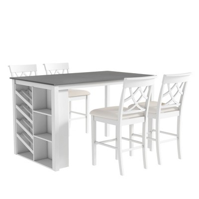 NicBex 5-Piece Dining Table Set with Side Racks Modern Rectangle Kitchen Table with 4 Upholstered Side Chairs