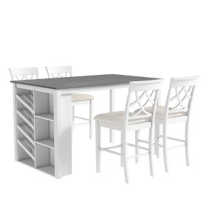 NicBex 5-Piece Dining Table Set with Side Wine Racks Modern Rectangle Kitchen Table with 4 Upholstered Side Chairs - 1 of 4