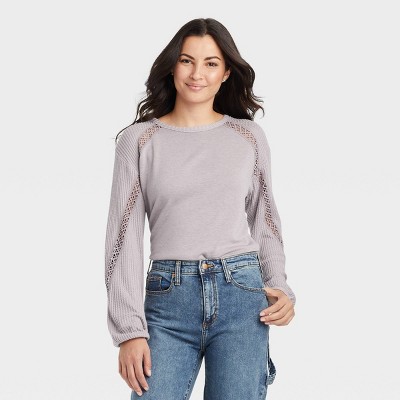 Women's Long Sleeve Thermal Lace Top - Knox Rose™