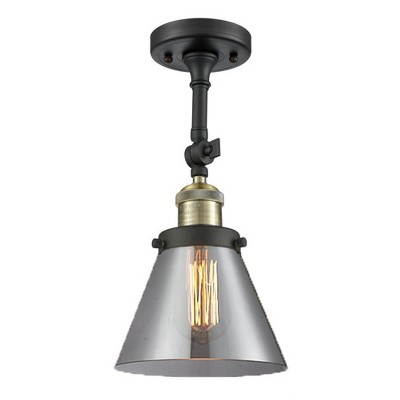Cone - 1 Light Semi-Flush Mount In Industrial Style-14.5 Inches Tall and 7.75 Inches Wide