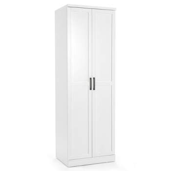 Costway 70'' Storage Cabinet Freestanding Pantry Cabinet w/2 Doors & 5 Shelves White