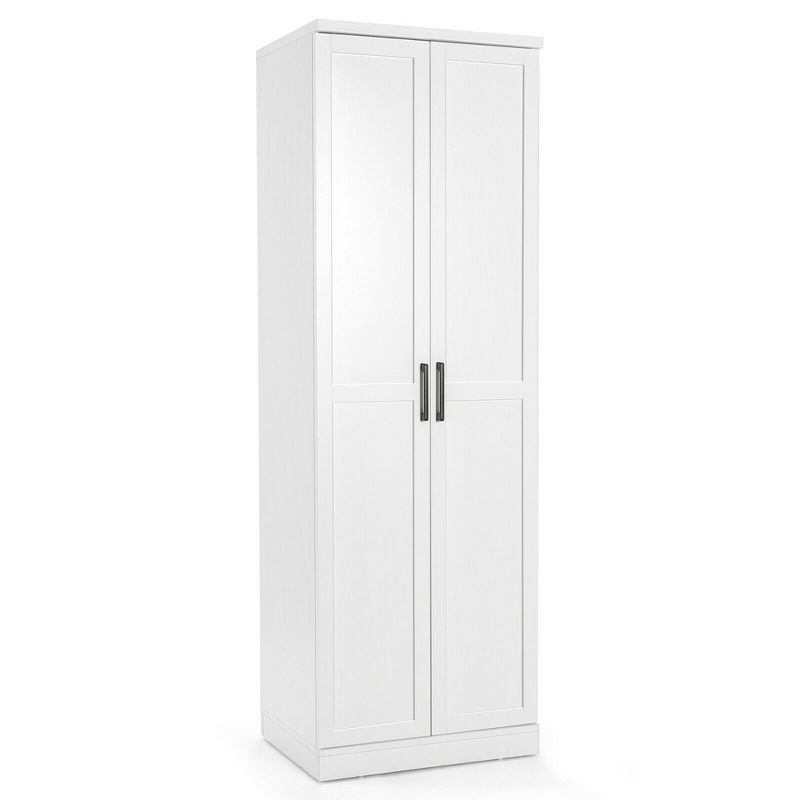 Costway 70'' Storage Cabinet Freestanding Pantry Cabinet w/2 Doors & 5 Shelves White, 1 of 11