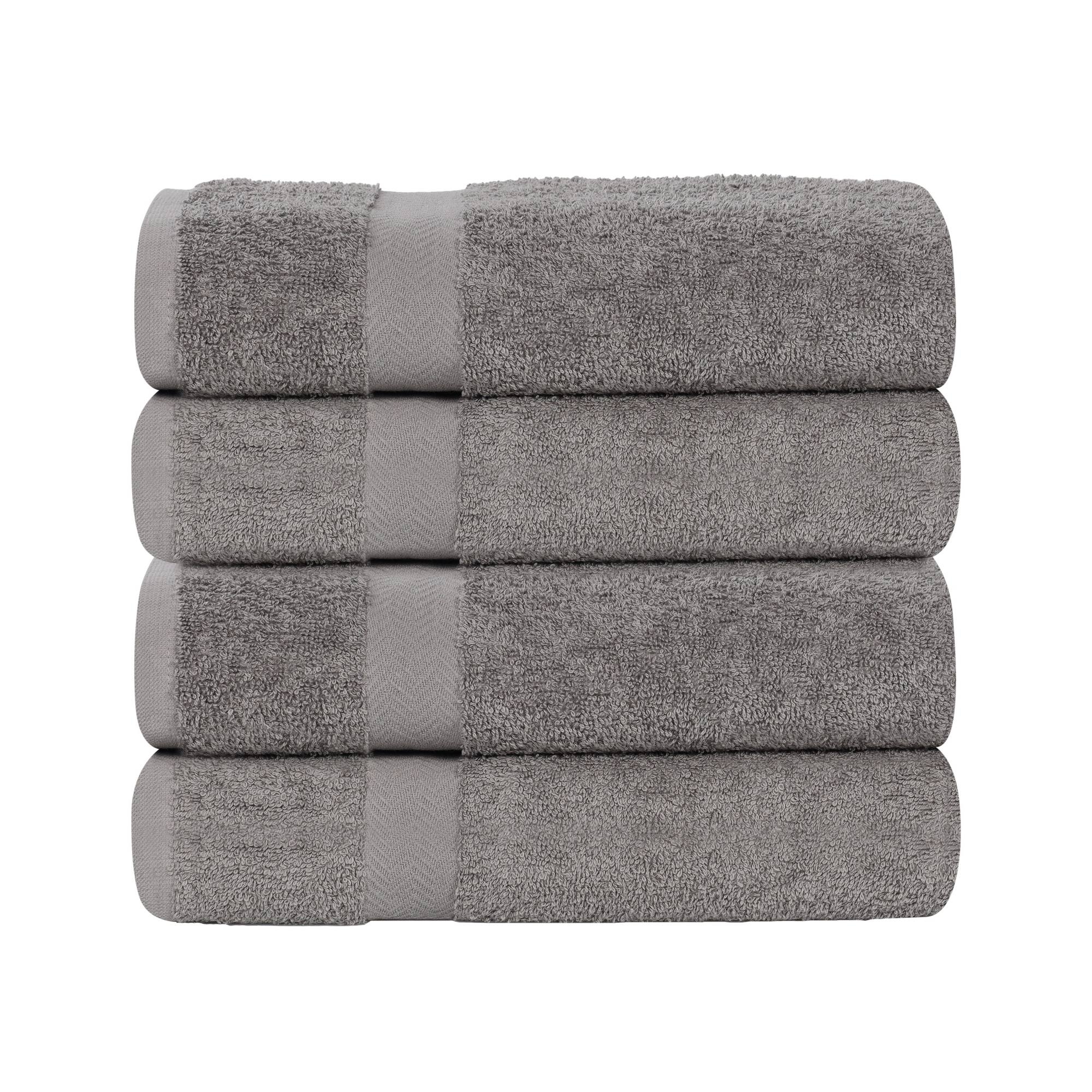 Quick-Drying Cotton Bath Towels, Set of 4, Charcoal - Blue Nile Mills