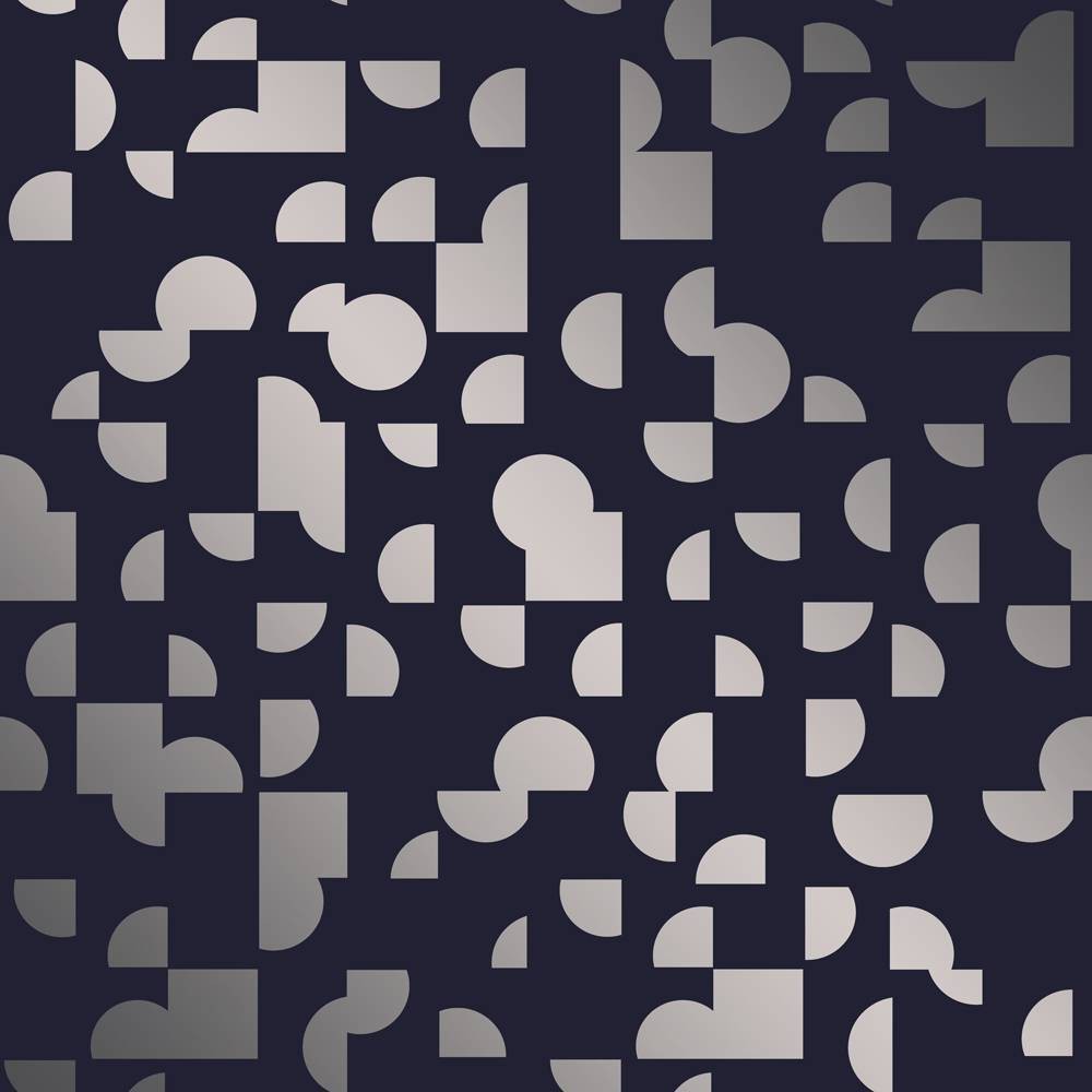 Photos - Wallpaper Tempaper & Co. 28 sq ft Mod Geo Peel and Stick  Dark Navy/Metallic Silver