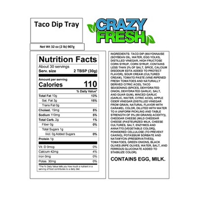 Crazy Fresh Taco Dip Tray - 2lb
