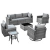 Ovios Venice 8pc Wicker Outdoor Patio Furniture Set Conversation Sofa Sectional with Swivel Chairs and Cushions - 2 of 4