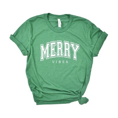 Simply Sage Market Women's Merry Vibes Varsity Thick Outline Short Sleeve Graphic Tee