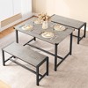 3 Piece Kitchen Table Set,4 Person Dining Table Set with Bench,Space Saving,Easy to Install,Suitable for Dining Room,Living Room,Outdoor - 2 of 4