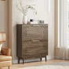 TiramisuBest 31.5" Retro White Shoe Cabinet with 2 Flip Drawers, Mid-Century Freestanding Storage for Hallway & Entryway - 3 of 4