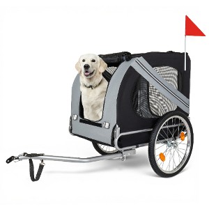 Lyngins All-Terrain 100LBS Pet Bike Trailer, Foldable Dog Stroller with Weatherproof Oxford Fabric, Pet Stroller for Cycling, Jogging, Camping - 1 of 4