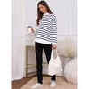 INSPIRE CHIC Women's Maternity Tunic High Low Tops Half Zip Long Sleeve Mock Neck Side Slit Striped Pregnancy Blouse - 3 of 4