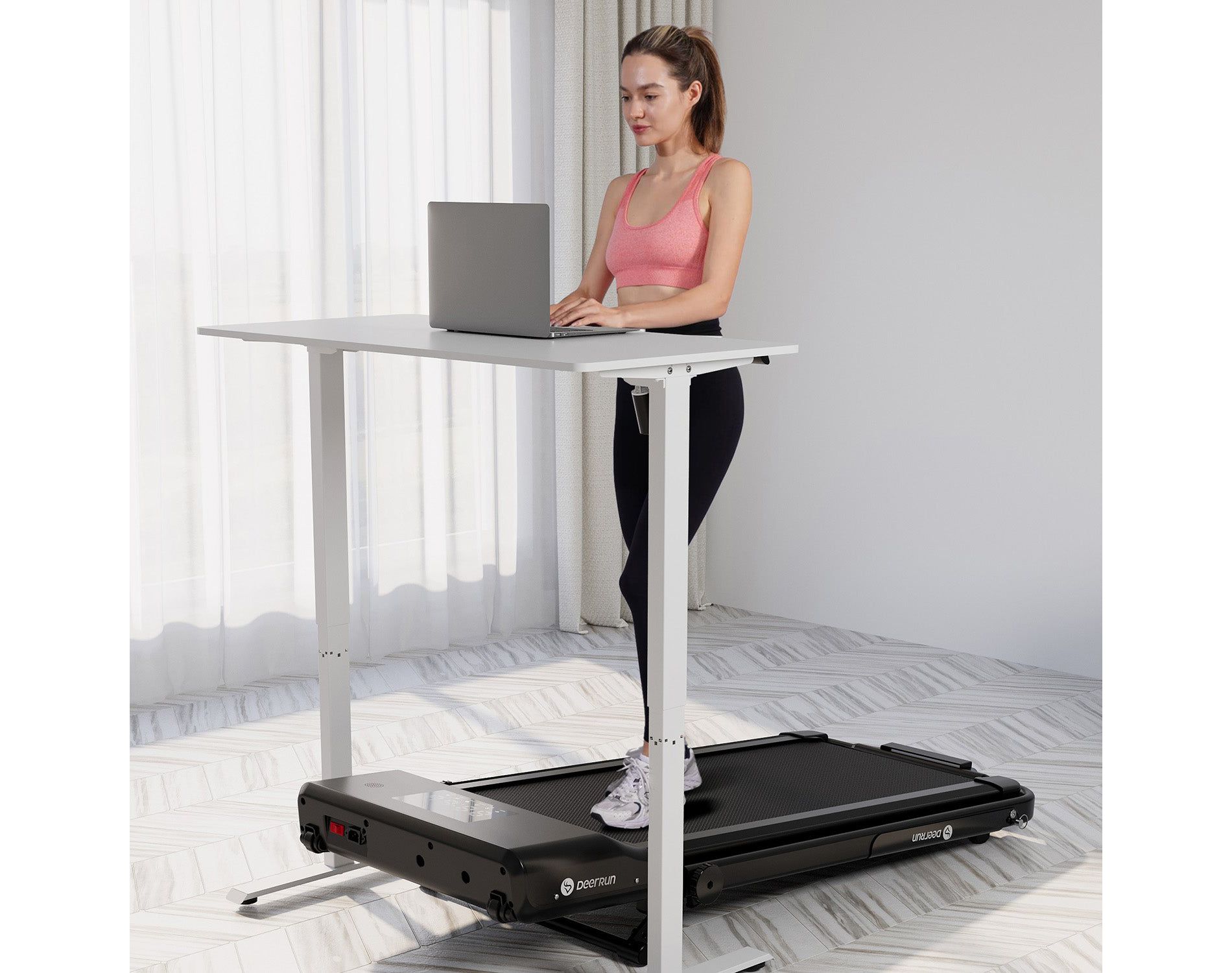DeerRun A5 Mini 3 in 1 Walking Pad & Treadmill, 300lbs Weight Capacity Foldable Treadmill, Low Noise for Home Office