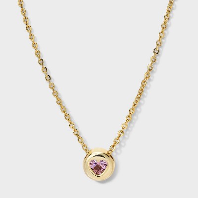 14K Gold Dipped Cubic Zirconia Round Heart Slider Necklace - A New Day™ Gold