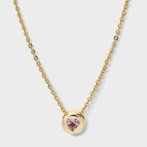 14K Gold Dipped Cubic Zirconia Round Heart Slider Necklace - A New Day™ Gold - 1 of 4