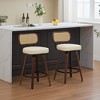 Grungis PU Leather Bar Stools Set of 2,Counter Stools with Cane Back,Kitchen Chairs for Kitchen Island,Home Pub - 2 of 4