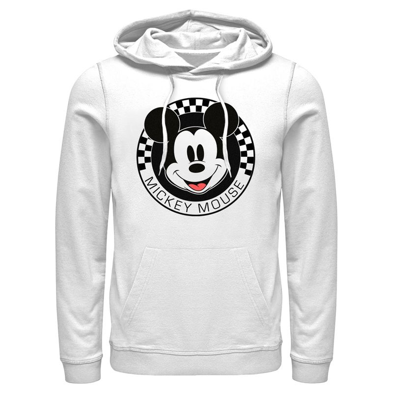 Men's Mickey & Friends Checkered Mickey Mouse Portrait Pull Over Hoodie, 1 of 5