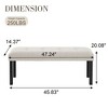 Tufted Linen Dining Bench, Farmhouse Upholstered Entryway Bench with Rubber Wood Legs - ModernLuxe - 3 of 4