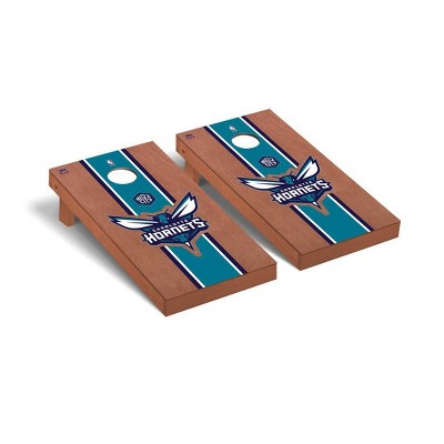 NBA Charlotte Hornets Premium Cornhole Board Rosewood Stained Stripe Version