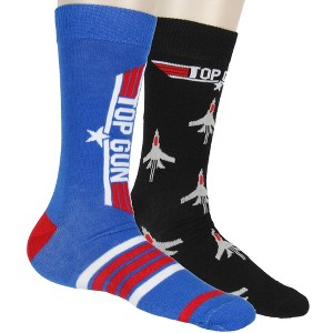 Top Gun Novelty Top Gun Fighter Jet 2-Pk Knit Men's Crew Socks Shoe Size 6-12 - 1 of 4