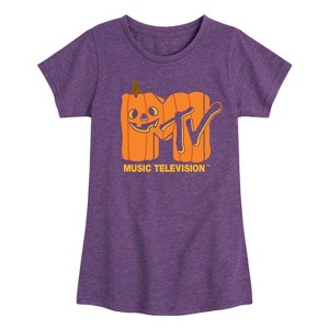Girls' - MTV - Logo Jack O Lantern Fitted Short Sleeve Graphic T-Shirt - 1 of 4