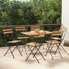 vidaXL Folding Bistro Chairs - 6 Pc Set, Solid Teak Wood with Steel Frame, Ideal for Garden/Terrace/Patio Use, Brown - 2 of 4