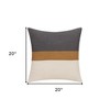 20" X 20" Brown Striped Cotton Zippered Pillow - 3 of 4