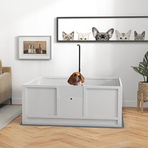 Whisen Pet Pens & Whelping Box for Dogs with Retractable Light Stand, Adjustable Height Door - White - 1 of 4