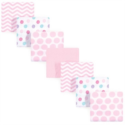 Luvable Friends Baby Girl Cotton Flannel Receiving Blankets, Pink Dots, One Size