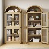 Garvee Arched Bookshelf with Doors - Glass Doors - 15.83 inches deep by 71.4 inches tall rustic ambiance premium wood display cabinet - 3 of 4