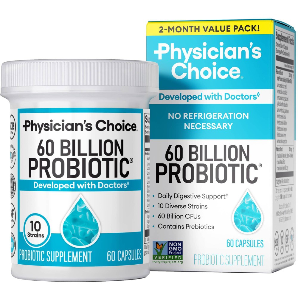 (BEST BY: 12/23/2026) Physician's Choice 60 Billion Probiotic with Prebiotic Capsules - 60ct