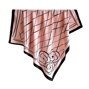 Anna-Kaci Oversized Women's Stripe Satin Square Scarf Fashionable Neck Hair Bag Accessory - 35.4IN×35.4IN - 1 of 4