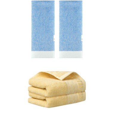 REGALWOVEN 4 Pcs Solid Soft Absorbent Hand Towel Set for Bathroom, Camping, Gym
