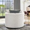 Roundhill Furniture Malna Plush 3D Upholstered Barrel Accent Chair with Wheels, Off-white - 4 of 4