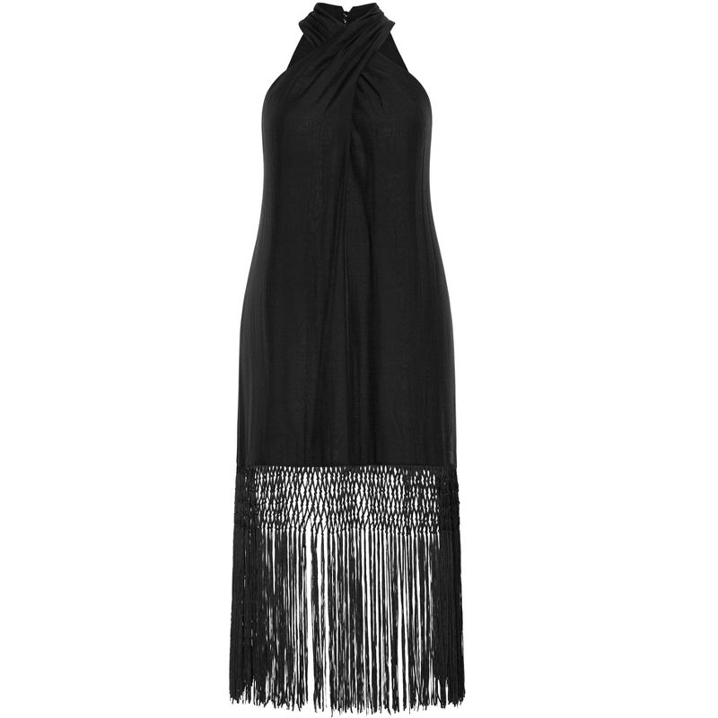 Women's Plus Size Calypso Fringe Dress - black | CITY CHIC, 3 of 6