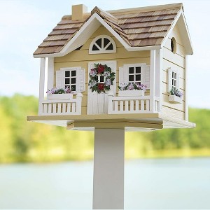 Plow & Hearth Wreath Cottage Birdhouse and Pole Set, in Yellow - 1 of 1