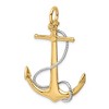 Black Bow Jewelry 14k Two Tone Gold Large 3D Anchor with Entwined Rope Pendant - 3 of 4