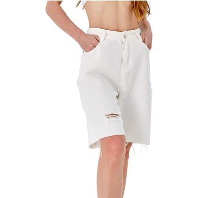 Anna-Kaci Women's High Waisted Bermuda Denim Shorts