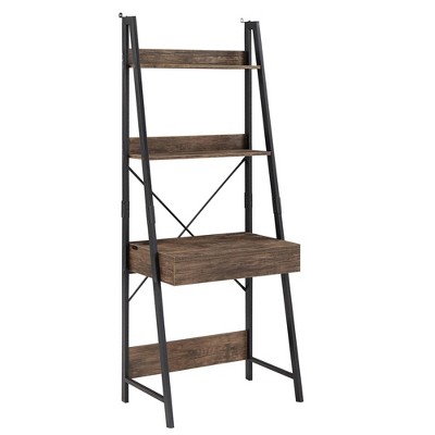 Irwin Metal Rustic 1 Drawer Ladder Desk with USB Charging Station Black - Inspire Q