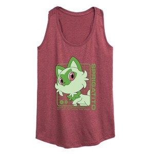 Women's - Pokémon - Sprigatito Stats Graphic Racerback Tank - 1 of 4
