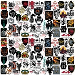 House of The Dragon Game of Thrones 100ct Vinyl Large Deluxe Stickers Variety Pack - 1 of 4