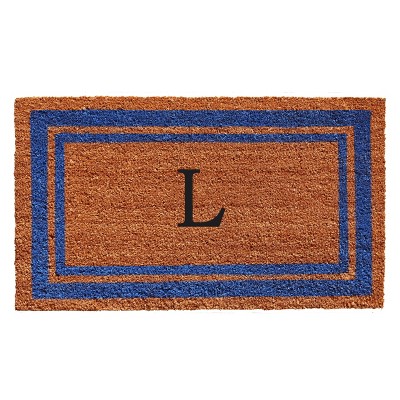 Calloway Mills 152972436L Blue Border 24 In. x 36 In. Monogram Doormat (Letter L)