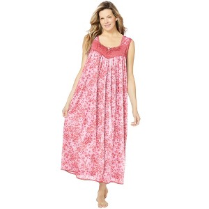 Only Necessities Plus Size Long Tricot Knit Nightgown - 1 of 4