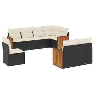 vidaXL 8 Piece Patio Sofa Set with Cushions - Black and Cream Without Table - 1 of 4