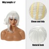 Unique Bargains Women's Short Hair Wigs 12" with Wig Cap White - 3 of 4