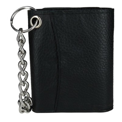 CTM Men's Pebble Grain Leather RFID Trifold Chain Wallet
